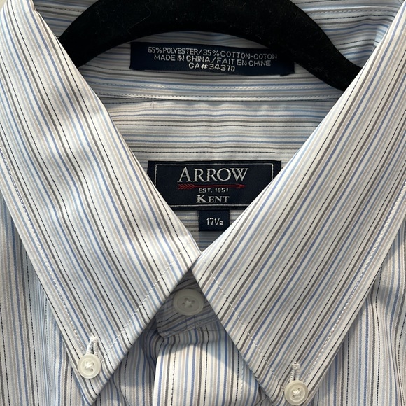 Arrow short sleeve dress shirt, Size 17.5, Light Blue stripe, NWT - Picture 3 of 5